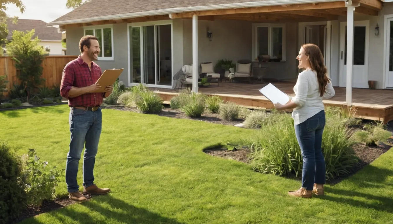 Homeowner reviewing a concrete patio plan outdoors in the Lakeville area